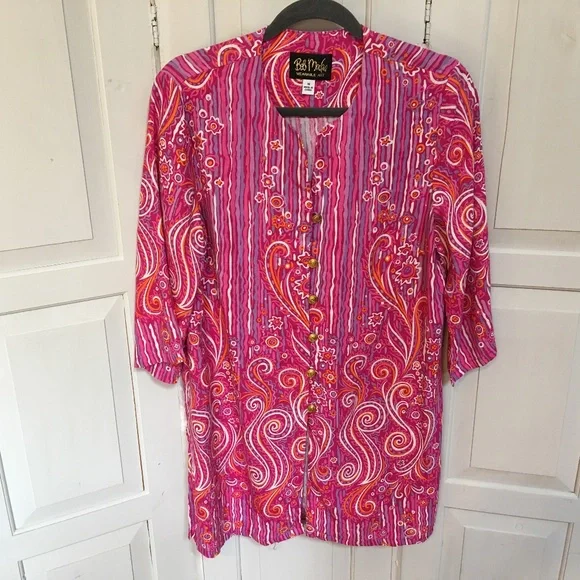 ❤️ Bob Mackie Wearable Art Paisley Floral Tunic - Picture 1 of 8